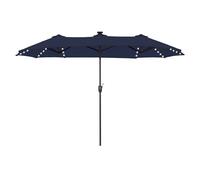 PHI VILLA Parasol de Jardin Extérieur,2x3,8m Parasol Double Face Rectangulaire avec LED Lampe et Manivelle,Protection Solaire pour Terrasse, Résistant à l'Eau,Anti au vent,Bleu Marine