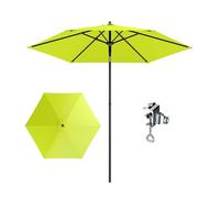 PHI VILLA Parasol rond Ø230x220cm avec pince, parasol de jardin inclinable résistant au vent stable à emporter, protection UV50+ pour balcon, terrasse, garde-corps de balcon, table, vert