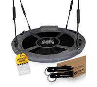 PHIBER-SPORTS Balançoire nid d'extérieur, pour enfants, diamètre : 100 cm, avec coussin, poignées et hauteur réglable, résistante aux intempéries et durable, balançoire en maille, ronde, pour