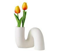 PhiDor Vase à Fleurs Blanc en céramique en Forme de Tuyau torsadé pour décoration, Vase Abstrait Moderne et Minimaliste, Vase décoratif de Ferme pour centres de Table, Cuisine, Bureau, Salon,