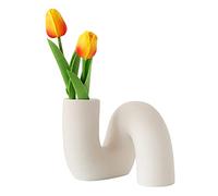 PhiDor Vase à Fleurs Blanc en céramique pour décoration, Vase Abstrait Moderne et Minimaliste, Vase décoratif de Ferme pour centres de Table, Cuisine, Bureau, salon, décoration Florale de Mariage