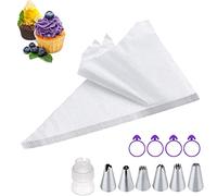 PHIEZC 100 Sacs à pâtisserie jetables,Set Poches Patissières Jetables,Comprenant 6 Douilles,1 Adaptateur,4 Pinces à Douille,Poche à Douille Professionnelle pour décoration gâteau,Biscuit,Dessert