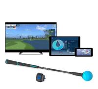 PHIGOLF World Tour Edition Simulateur de golf à domicile Accès à plus de 38 000 terrains de golf dans le monde entier Comprend un bâton de swing lesté compact, un capteur de swing 9 axes, prend en