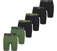 Phil & Co. Berlin Lot de 3, 6 ou 9 boxers longs rétro pour homme - En jersey - Jambes longues - Sous-vêtements en coton, Lot de 6 - Noir vert, M