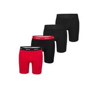 Phil & Co. Berlin Lot de 4 boxers rétro pour homme - Long boxer - En jersey - Jambes longues - Sous-vêtements en coton, Noir + piment, XL