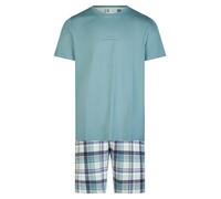 Phil & Co. Berlin Pyjama court 'Weekend' turquoise / gris / blanc, Taille XXL