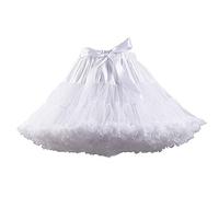 PhilaeEC Jupon court en tulle pour femme - Tutu - Robe de ballet - Sous-jupe crinoline - Jupe plissée - Costume de fête - Longueur 40 cm - Tour de taille 55-95 cm, Blanc., taille unique