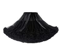 PhilaeEC Jupon court en tulle pour femme - Tutu - Robe de ballet - Sous-jupe crinoline - Jupe plissée - Costume de fête - Longueur 40 cm - Tour de taille 55-95 cm, Noir , taille unique