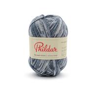 Phildar - Pelote de Laine Phil Baby + Socks Merinos - Laine à Tricoter - 75% Laine (Merinos),25% Polyamide - Aiguille n°2.5 - Couleur IMPR Jacquard Denim