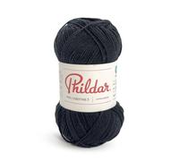 Phildar - Pelote de Laine Phil Cabotine 3 - Laine à Crocheter et à Tricoter - 45% COTON,55% ACRYLIQUE - Aiguille n°3 - Couleur NOIR