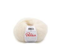 Phildar - Pelote de Laine Phil Chic - Laine à Tricoter - 32% LAINE,16% POLYAMIDE,2% ELASTHANNE,50% KID MOHAIR - Aiguille n°6 - Couleur CRAIE