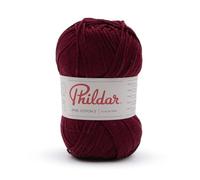 Phildar - Pelote de Laine Phil Coton 3 - Laine à Tricoter - 100% COTON - Aiguille n°3 - Couleur LIE DE VIN