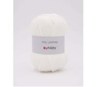 Phildar - Pelote de Laine Phil LOOPING - Laine à Tricoter - 20% Laine,80% Acrylique - Aiguille n°6 - Couleur Blanc
