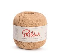 Phildar - Pelote de Laine Phil Perle 5 - Laine à Crocheter et à Tricoter - 100% COTON - Aiguille n°2.5 - Couleur BLANC