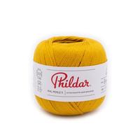 Phildar - Pelote de Laine Phil Perle 5 - Laine à Crocheter et à Tricoter - 100% COTON - Aiguille n°2.5 - Couleur JAUNE