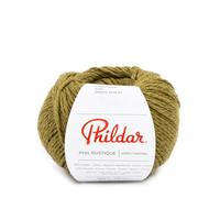 Phildar - Pelote de Laine Phil Rustique - Laine à Tricoter - 10% LIN,65% COTON,25% VISCOSE - Aiguille n°4 - Couleur KAKI