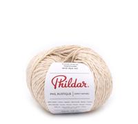 Phildar - Pelote de Laine Phil Rustique - Laine à Crocheter et à Tricoter - 10% LIN,65% COTON,25% VISCOSE - Aiguille n°4 - Couleur BLANC