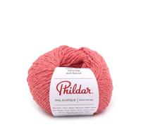 Phildar - Pelote de Laine Phil Rustique - Laine à Crocheter et à Tricoter - 10% LIN,65% COTON,25% VISCOSE - Aiguille n°4 - Couleur ROSE