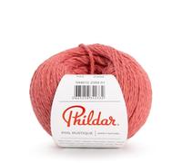 Phildar - Pelote de Laine Phil Rustique - Laine à Crocheter et à Tricoter - 10% LIN,65% COTON,25% VISCOSE - Aiguille n°4 - Couleur ROSE