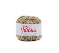 Phildar - Pelote de Laine Phil Splendor - Laine à Tricoter - 86% COTON,14% POLYESTER METALLISE - Aiguille n°5 - Couleur KAKI