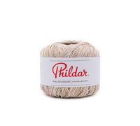 Phildar - Pelote de Laine Phil Splendor - Laine à Tricoter - 86% COTON,14% POLYESTER METALLISE - Aiguille n°5 - Couleur BEIGE