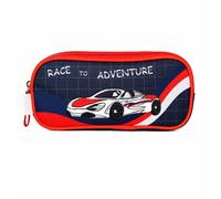 Phileas Trousse scolaire Voiture Bleu/Rouge - Garçon 2 compartiments zippé