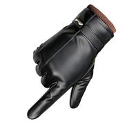 Philicoco Mitaines Tactiles pour Homme et Femme, Gants d'Hiver Coupe-Vent en Similicuir avec Polaire Chaude, Antidérapantes pour Moto, Conduite, Camping et Sports d'Hiver,XL