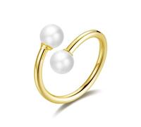 Philip Jones Bague Double Perle Ajustable Plaqué Or