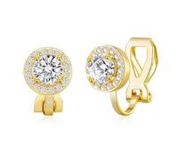 Philip Jones Boucles d'oreilles à clip rondes plaquées or avec cristaux Zircondia®, Cristal, Cristal Zircondia®