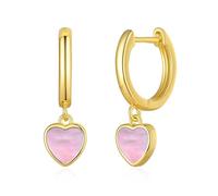 Philip Jones Boucles d'oreilles créoles en forme de cœur plaqué or 18 carats avec nacre rose