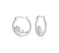 Philip Jones Boucles d'oreilles créoles marguerites en argent sterling