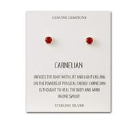 Philip Jones Boucles d'oreilles en argent sterling avec cornaline et carte de citation