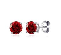 Philip Jones Boucles d'oreilles en argent sterling avec pierre de naissance du mois de janvier (grenat) avec cristaux Zircondia