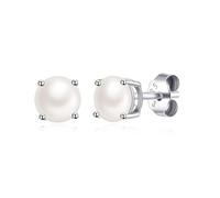 Philip Jones Boucles d'oreilles en argent sterling avec pierre de naissance du mois de juin (perle) créées avec des pierres précieuses de Zircondia
