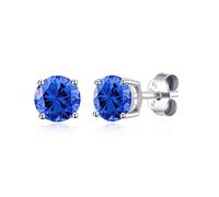 Philip Jones Boucles d'oreilles en argent sterling avec pierre de naissance du mois de septembre (saphir) avec cristaux Zircondia