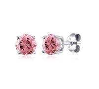 Philip Jones Boucles d'oreilles en argent sterling avec pierre de naissance du mois d'octobre (tourmaline) avec cristaux Zircondia