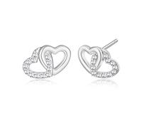 Philip Jones Boucles d'oreilles en forme de cœur plaqué argent avec cristaux Zircondia
