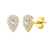 Philip Jones Boucles d'oreilles en forme de poire en plaqué or avec cristaux Zircondia