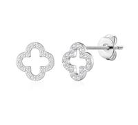 Philip Jones Boucles d'oreilles en forme de trèfle plaqué argent avec cristaux Zircondia
