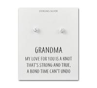 Philip Jones Boucles d'oreilles nœud en argent sterling avec citation grand-mère