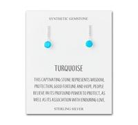 Philip Jones Boucles d'oreilles pendantes en argent sterling avec turquoise synthétique avec carte de citation