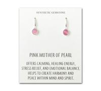 Philip Jones Boucles d'oreilles pendantes en nacre rose avec carte citation