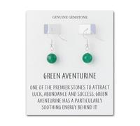 Philip Jones Boucles d'oreilles pendantes rondes en aventurine verte avec carte de citation