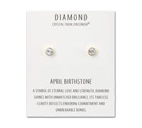 Philip Jones Boucles d'oreilles plaquées or avec pierre de naissance du mois d'avril (diamant) et cristaux Zircondia