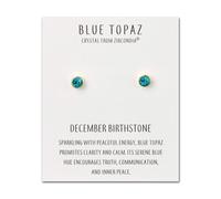 Philip Jones Boucles d'oreilles plaquées or avec pierre de naissance du mois de décembre (topaze bleue) et cristaux Zircondia