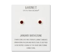 Philip Jones Boucles d'oreilles plaquées or avec pierre de naissance du mois de janvier (grenat) et cristaux Zircondia