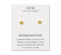 Philip Jones Boucles d'oreilles plaquées or avec pierre de naissance novembre (topaze) créées avec des cristaux Zircondia