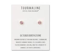 Philip Jones Boucles d'oreilles plaquées or avec pierre de naissance octobre (tourmaline) créées avec des cristaux Zircondia