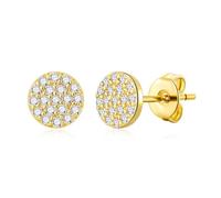 Philip Jones Boucles d'oreilles rondes plaquées or créées avec des cristaux Zircondia