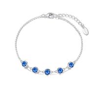 Philip Jones Bracelet chaîne en cristal bleu foncé créé avec des cristaux de zirconia®, Plaqué argent, Cristal de zircondia®